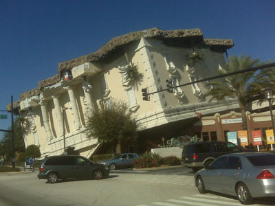 All is not as it seems.  Upside down building at Universal Studios, Orlando, FL