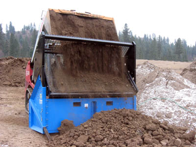 Screening Wet Dirt and Rocks